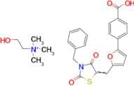 2-Hydroxy-N,N,N-trimethylethan-1-aminium (Z)-4-(5-((3-benzyl-4-oxo-2-thioxothiazolidin-5-ylidene)m…