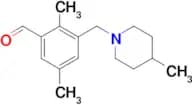 2,5-dimethyl-3-[(4-methyl-1-piperidinyl)methyl]benzaldehyde
