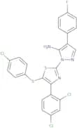 2-[5-(4-Chlorophenyl)sulfanyl-4-(2,4-dichlorophenyl)-1,3-thiazol-2-yl]-4-(4-fluorophenyl)pyrazol-3…