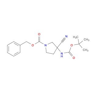 1-Pyrrolidinecarboxylic acid, 3-cyano-3-[[(1,1-dimethylethoxy)carbonyl]amino]-, phenylmethyl ester